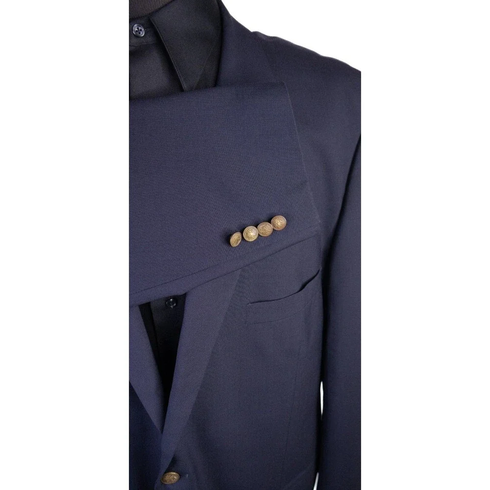 Club Room Charter Club Blazer Sz 48L Navy Gold Button Wool 2 Button Blazer Coat